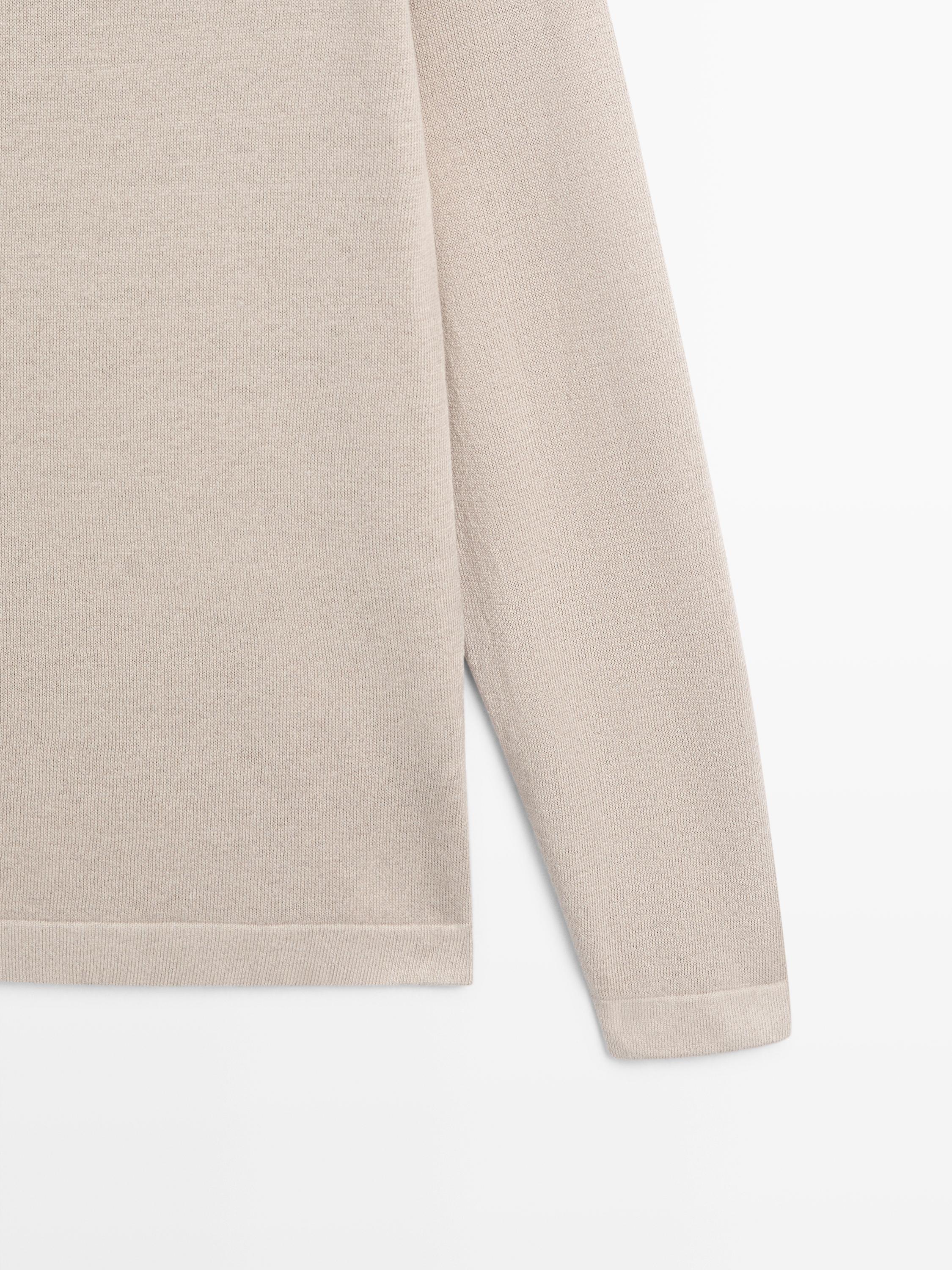 Linen blend knit crew neck sweater